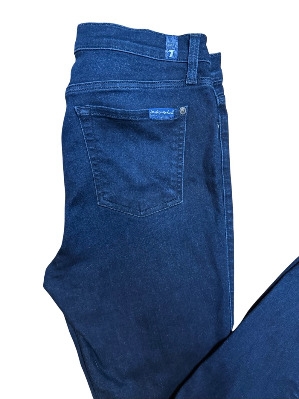 7 For All Mankind Deep Indigo High Waist Ankle Stretch Jeans - Picture 2 of 6